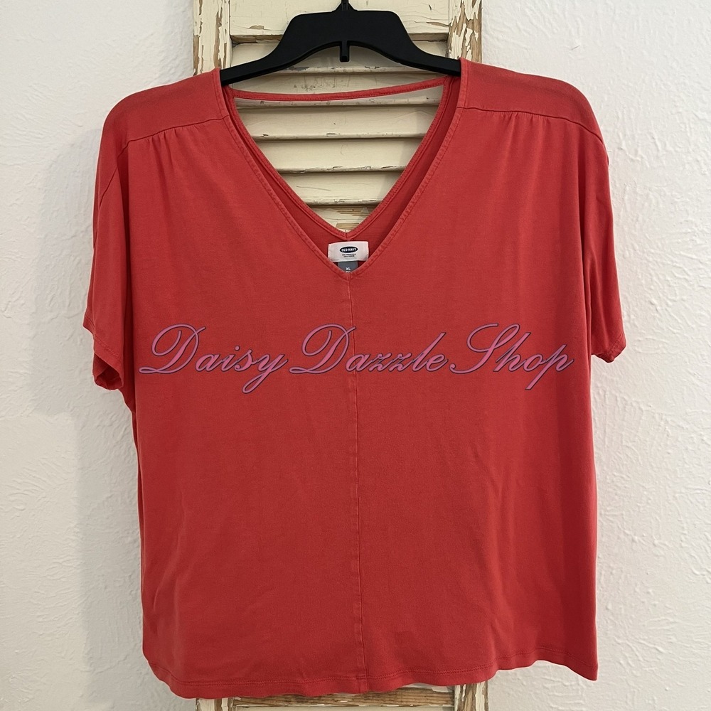 Old Navy Size XL Orange Deep V-Neck Cap Sleeve Blouse 🧡
